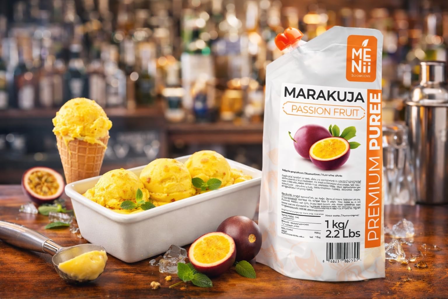 Puré de Maracuyá 1 kg – Fruta de la Pasión para Smoothies, Cócteles, Postres, Helados y Repostería – Sabor Tropical Intenso – Puré Premium