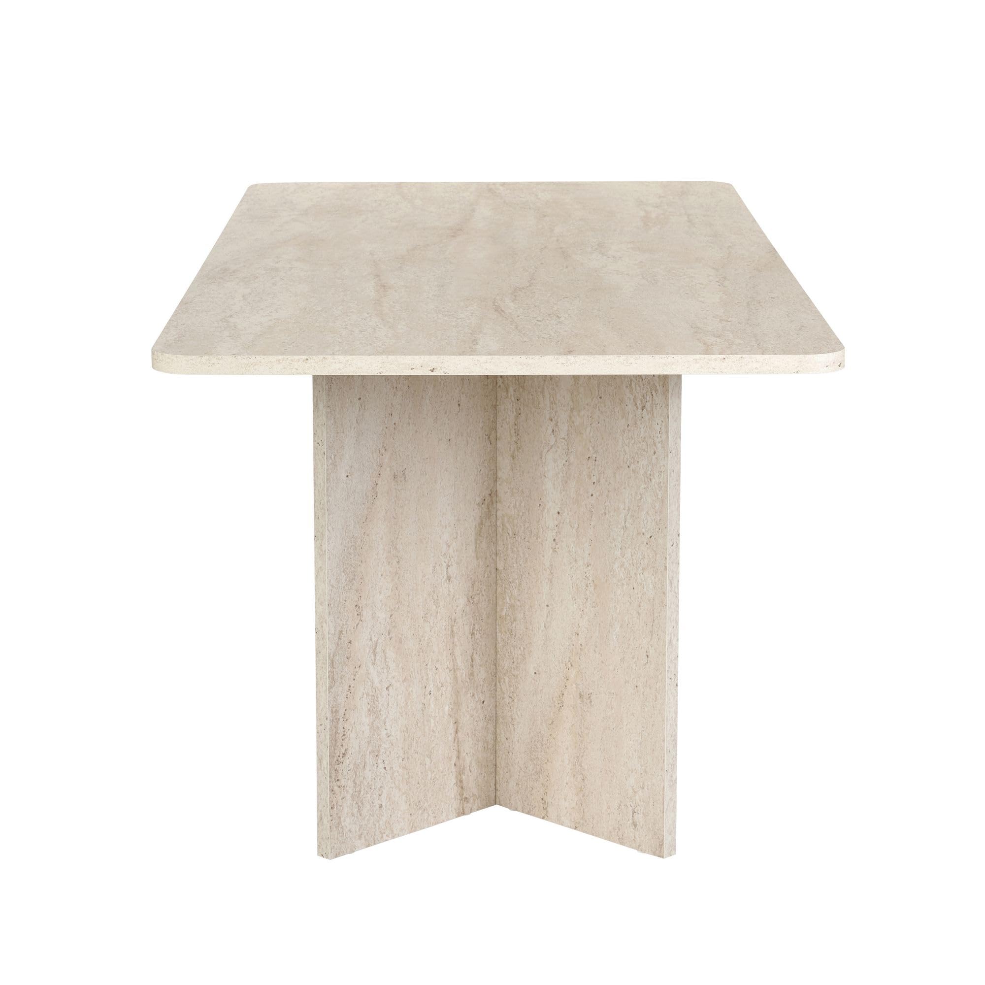 Eleganter Esstisch, 180 x 90 x 75 cm, Travertine-Farbe | 100% melaminbeschichtete Spanplatte, 25 mm Stärke | modernes Marmordesign, stabil mit 70 kg Tragkraft, perfekt für stilvolle Essbereiche