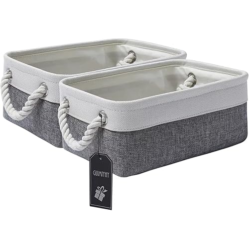 Storage Basket for Shelves Closets Pet toy Baby Toy (2pcs/Small 11.8Lx7.8Wx5.9H Grey White)