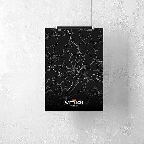Miniatura 2 de CFIOZYOS Black And White Map Wittlich DE Poster Retro Style Black City Outline Map Office Canvas Print Wall Art Decoration Painting Unframe