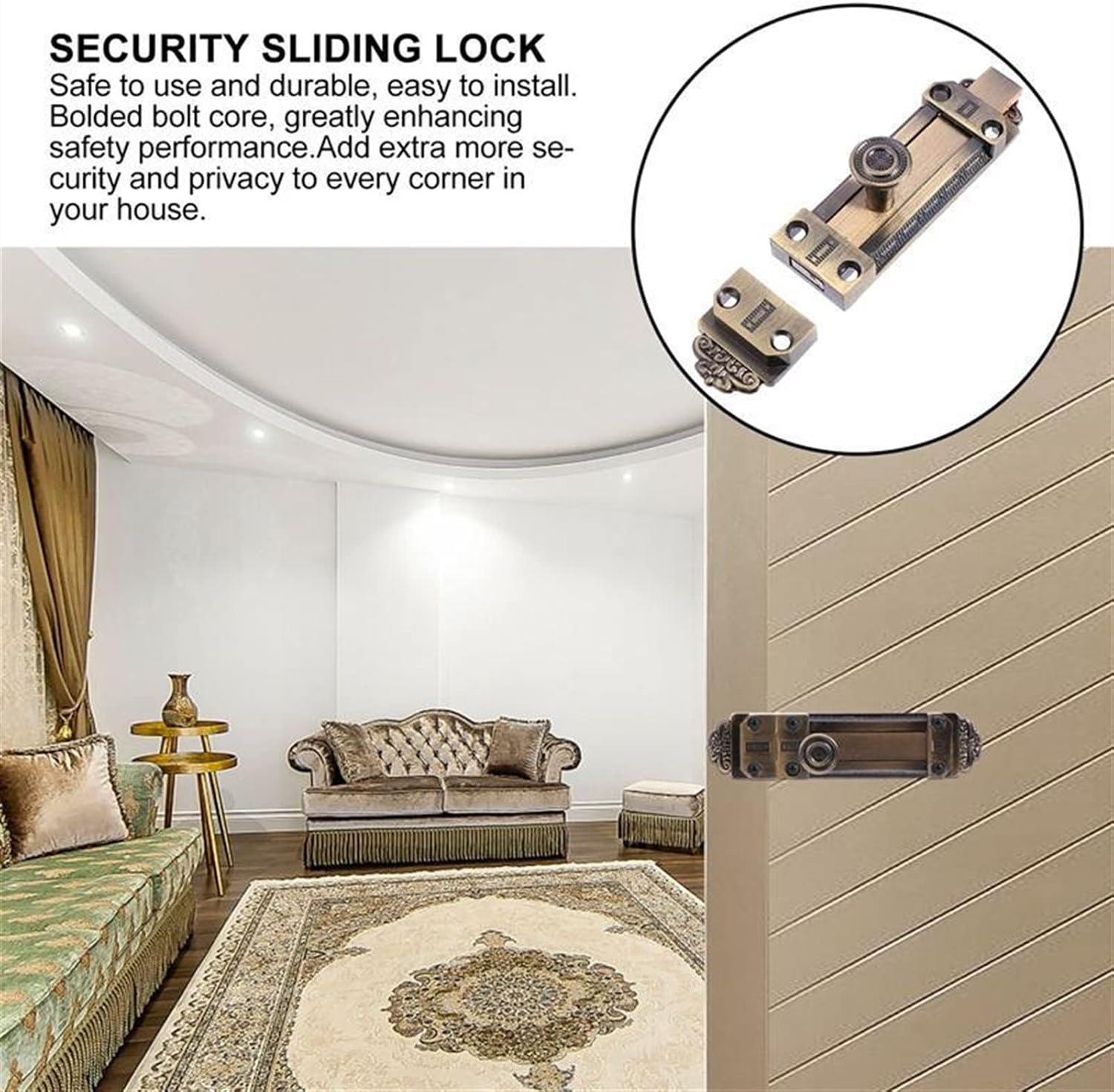 Slide Bolt Gate Latch, Bolt Sliding Door Lock, Door Lock Sliding Bolt Latch Retro Alloy Sliding Door Bolt Barrel Latch Door Lock