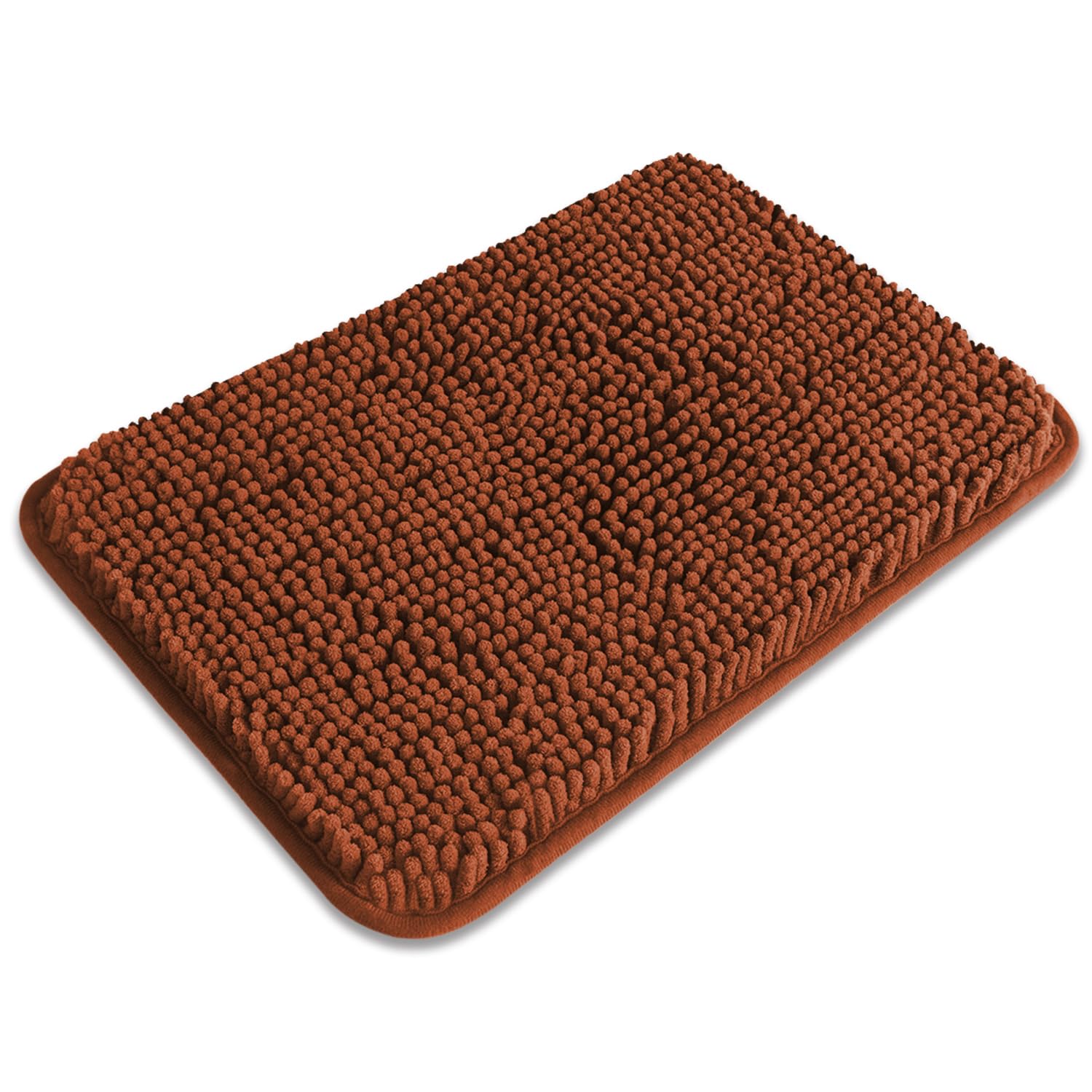 PureSwan Small Bathroom Rug 12"x18" – Washable and Absorbent Bath Mat, Non Slip, Thick Soft Chenille Bath Rugs for Bathroom Floor, Shower, Sink, Dog mat(Rust) — image 1
