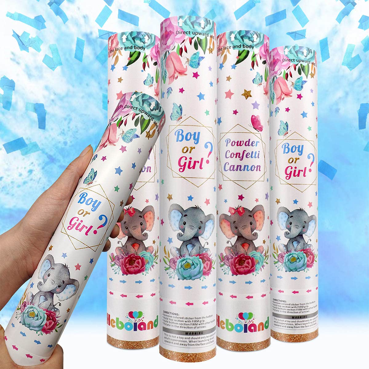 Buy Lopeastar Gender Reveal Confetti Powder Cannon, 4 Blue Baby Reveal