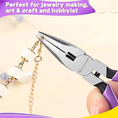 Miniatura 73 de SPEEDWOX Alicates de punta de aguja doblada con mandíbula dentada, alicates de punta larga doblados, alicates removedores de aguja, herramientas