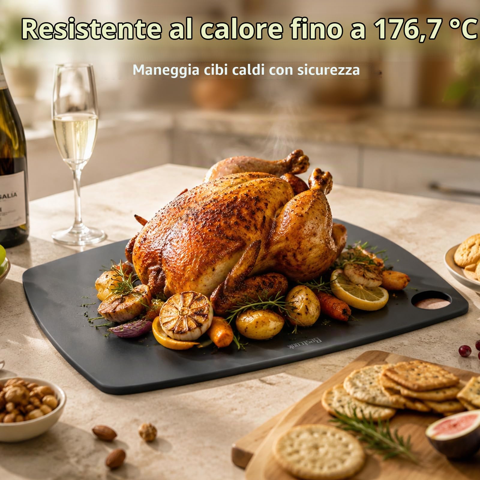 Tagliere in Fibra di Legno, Set da 2, Lavabile in Lavastoviglie, senza BPA | Non tossico, Ad Alta Densità, non Poroso, per Carne, Verdura, Frutta, Pane