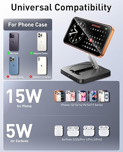 Miniatura 6 de Cargador inalámbrico magnético, paquete de 2 Soporte de carga rápida de 15 W para iPhone 171615141312 SeriesAirPods 32Pro 23, estación de carga