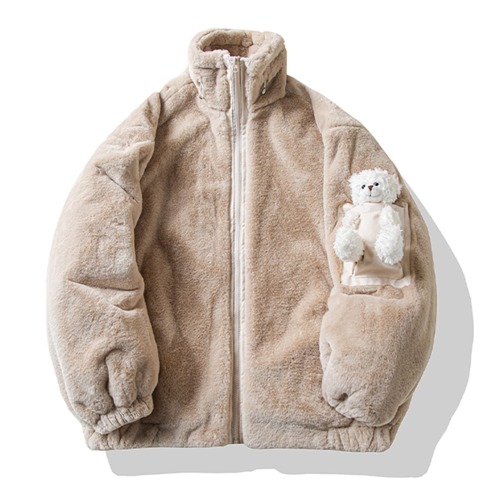 Unisex Sherpa Jackets Coat Women's Men Vintage Fleece Oversize Streetwear  Warm Fuzzy Coats Full Zip Winter Jacket