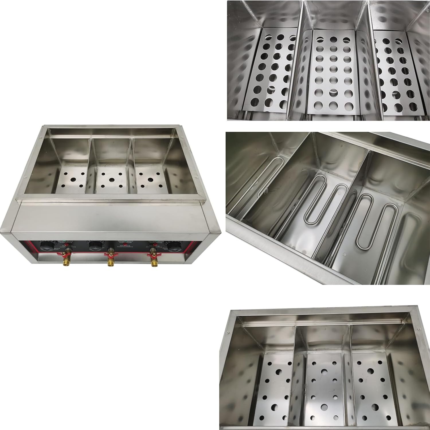 220V 6000W 6 Holes Noodles Cooker Machine Commercial Electric Pasta Cooker Pasta Cooking Tool with 6 Noodle Filter NO Plug