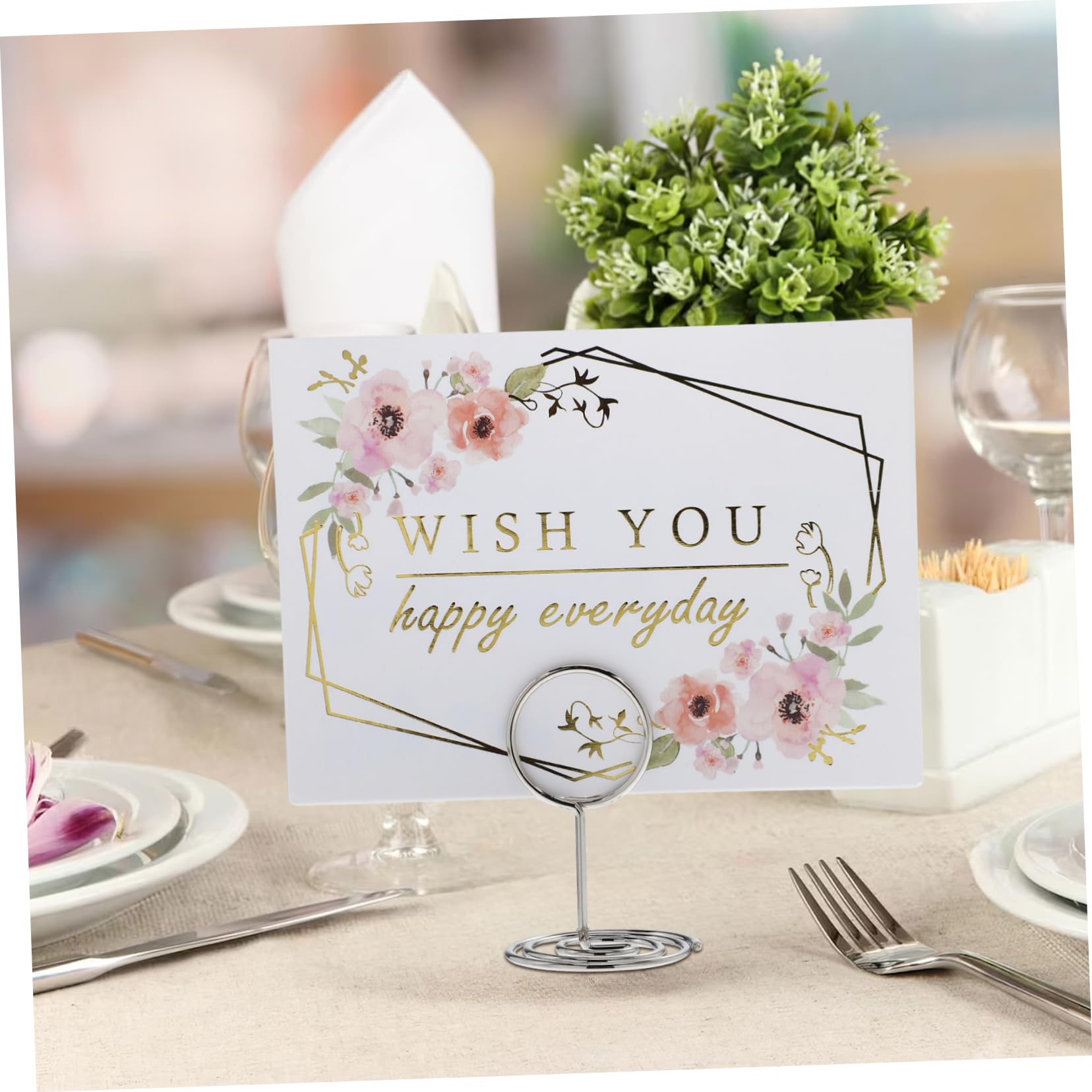 MAGICLULU 4 Ensembles Titulaire De La Carte De Visite Mariage Titulaires Porte-photos Clip Présentoir De Porte-cartes De Vœux Note Pince Nom Pour Silver Métal 50 Pièces * 4