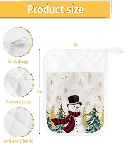 Miniatura 10 de Fantasy Snowflake - Juego de 2 soportes para ollas para cocina, antideslizante y aislante de calor, juego de agarraderas de tela de toalla con