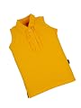 Girls 100% Cotton Frill Placket Sleeveless Polo Tee, Yellow - 10-12Y