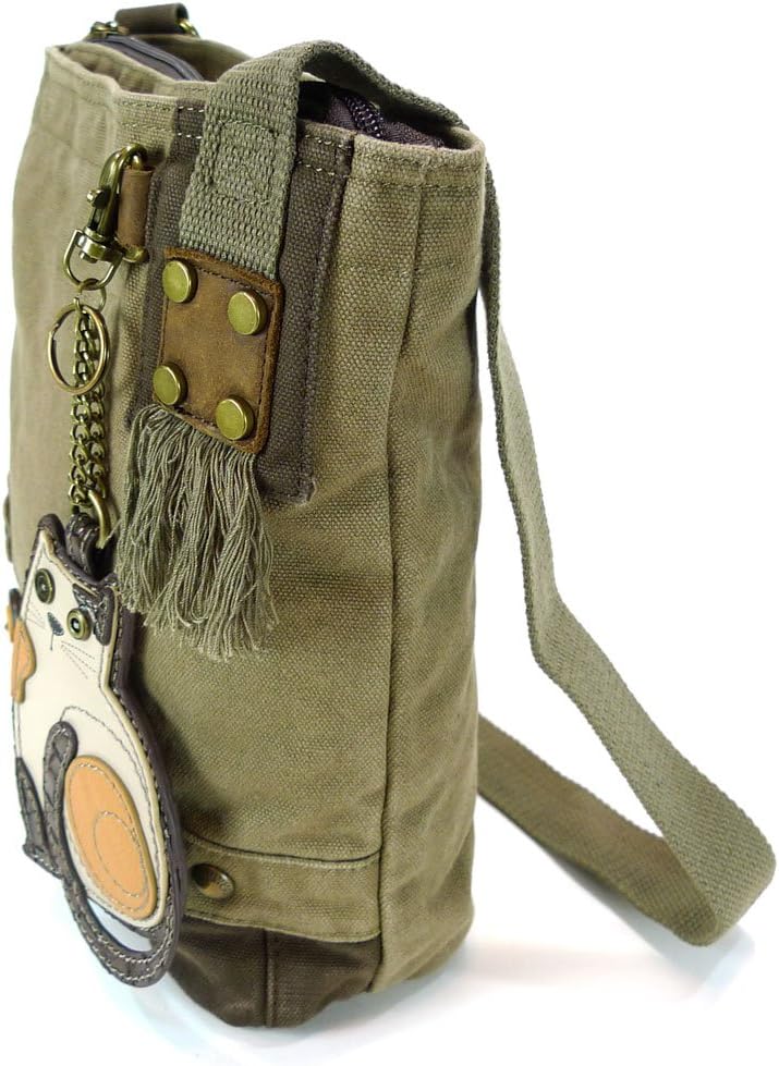 Chala Patchwork Crossbody Canvas Messenger Handbag - Olive (Cat)