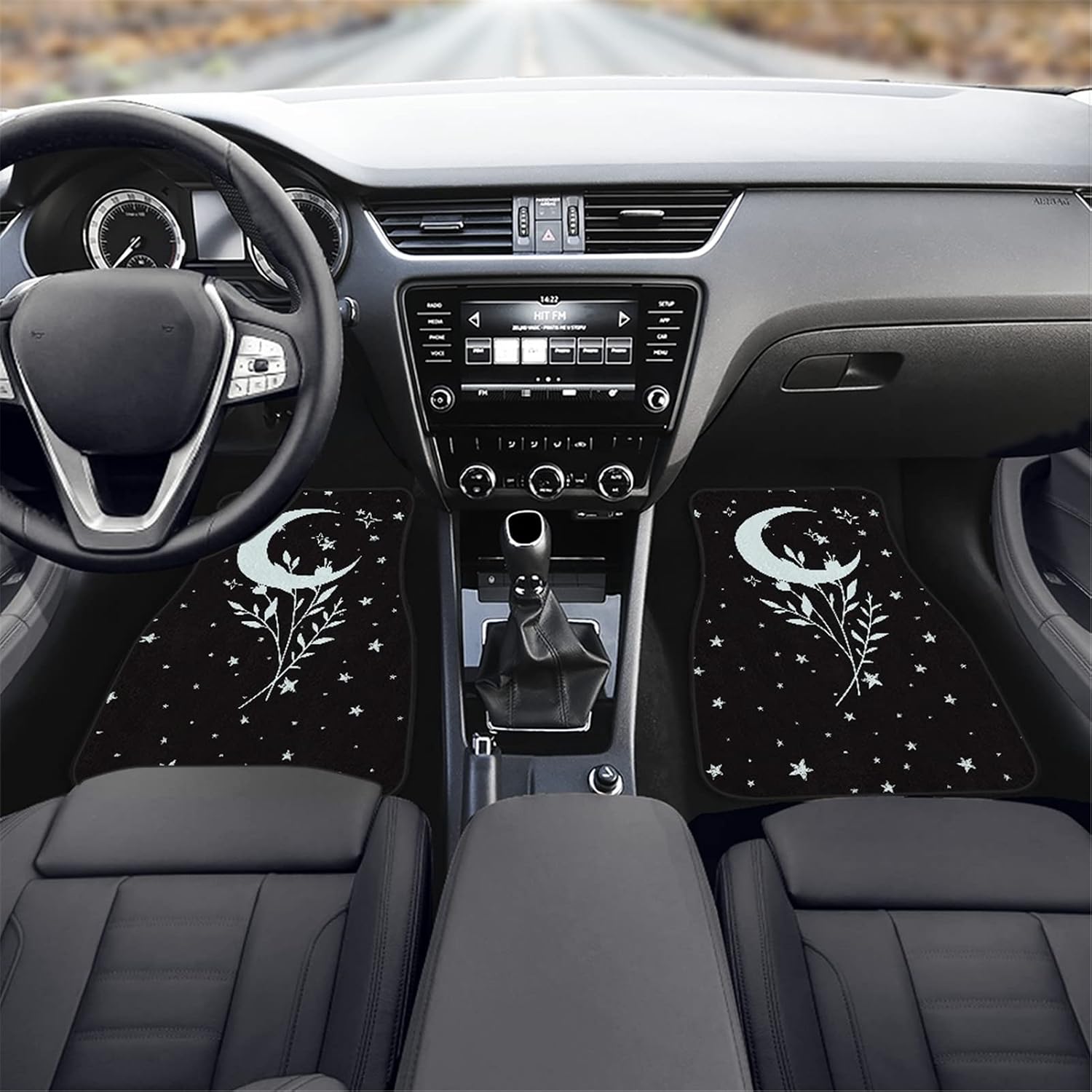 YSTARDREAM Star Moon Carpet Protector Mat Car Accessories for Women Men Front and Rear Car Floor Mats Set of 4 Universal Fit Non-Slip Washable and Easy to Clean