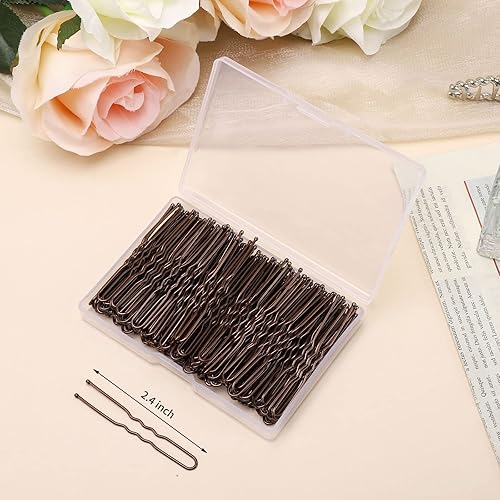 Miniatura 2 de Cehony Pasadores de pelo en forma de U, 200 unidades de bollos ondulados en forma de U para peinados con caja para mujeres, mujeres y niñas,