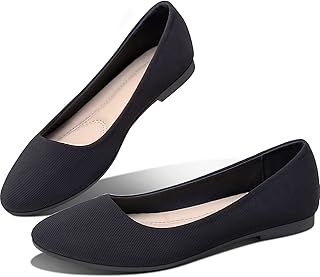 Obtaom Round Toe Women Flat Shoes Slip on Girls Dress Black Ballet Flats