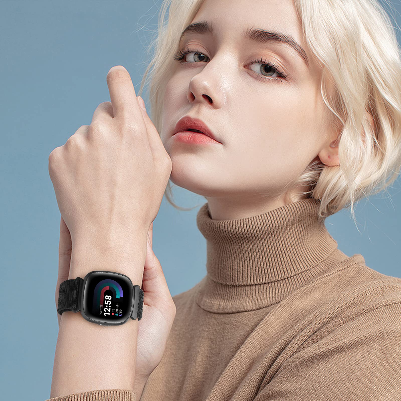 Runostrich Pasek kompatybilny z Fitbit Sense/Fitbit Versa 3, miękki, oddychający, regulowany, nylonowy pasek zastępczy, dla mężczyzn i kobiet
