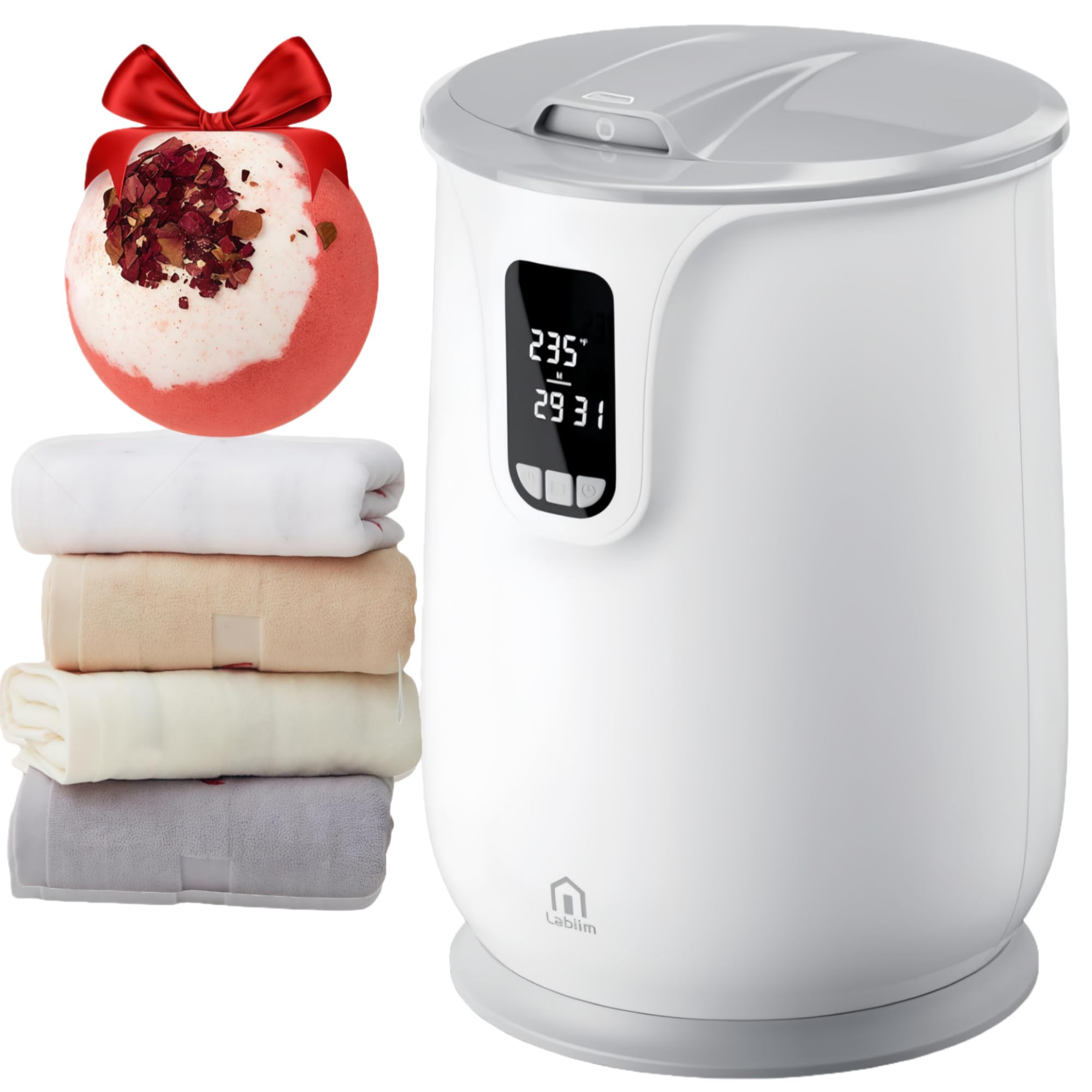 Labiim [Upgraded Comfort & Silent] Towel Warmer, 24H Preset Heated Towel Warmer Bucket 20L Large Fast Heating for Bathroom Spa & Robes Blankets Heater Dryer for Home Families PJ‘s & More, Grey