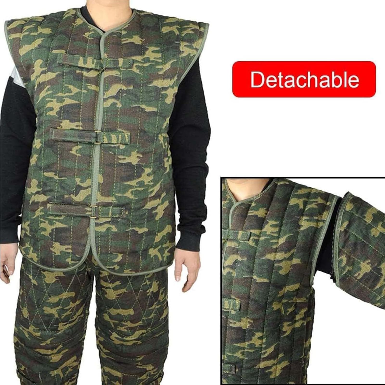 Traje de adiestramiento canino,Ropa protectora para adiestramiento canino,grueso, antidesgarros,Mangas extraíbles con cremallera,Altura recomendada: 1,65-1,85 m