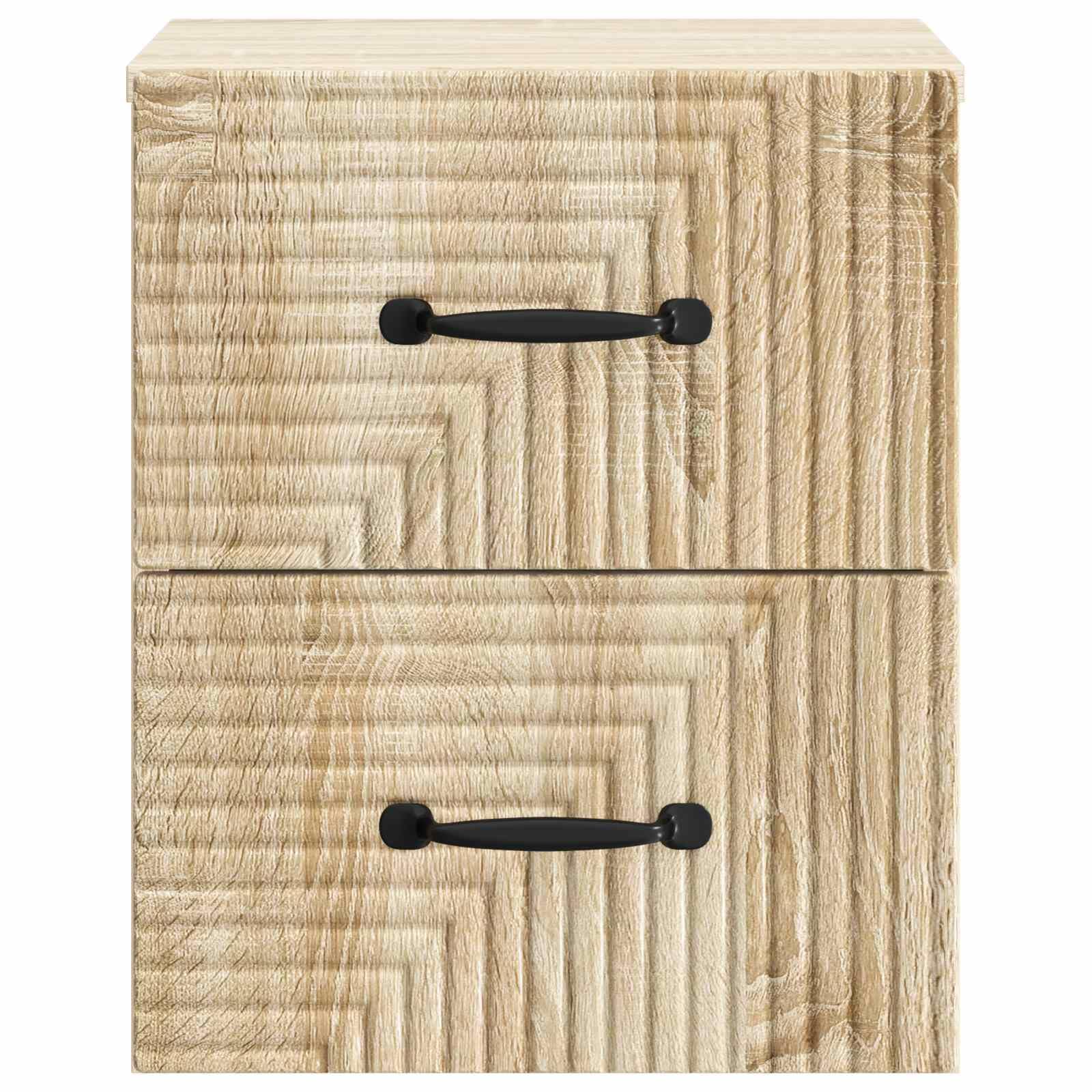 Wandmontierter Nachttisch Sonoma-Eiche 2er Set, 34,5 x 33 x 40 cm mit Stauraum, Schubladen, Ablage, für Schlafzimmer, Wohnzimmer, Büro, Staubschutz, robuste Holzwerkstoff, vielseitig