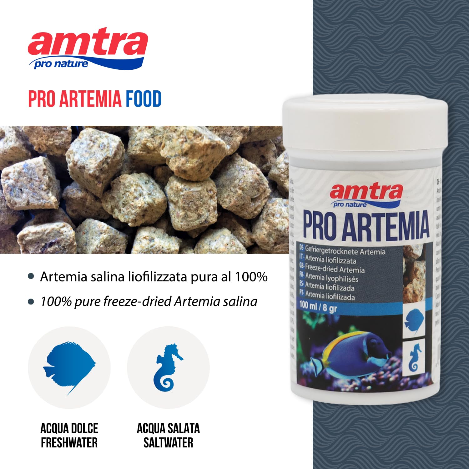 Amtra Pro Artemia - 100% Pur Lyophilisé Artemia Salina en Cubes pour Poissons d'eau Douce et Marins 100 ML