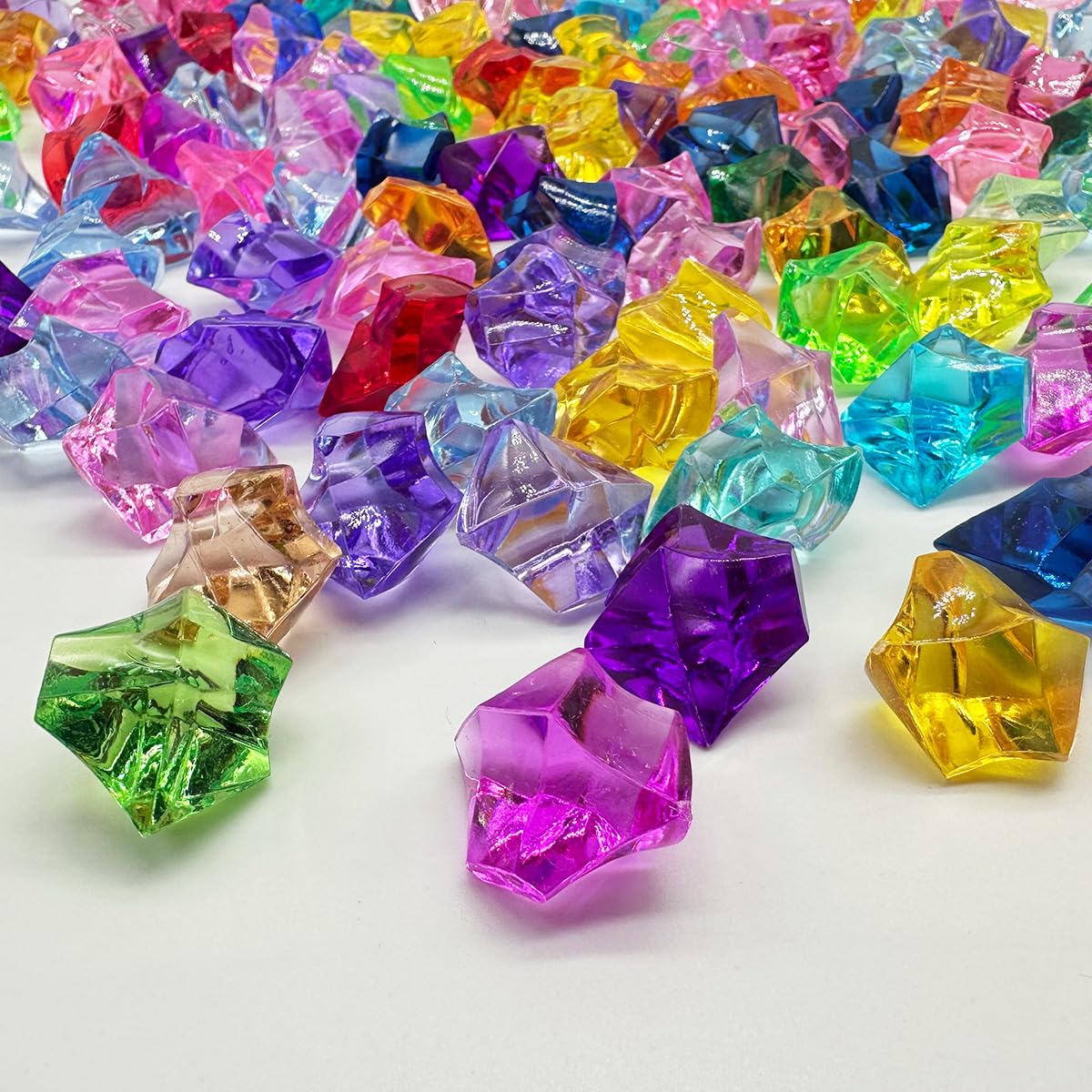 Dortrue Multicolor 160Pcs Fake Ice Cubes, 25 X 18 Mm Acrylic Vase Fillers,Plastic Crushed Ice For Centerpiece Table Decorations,Table Scatter, Wedding Decoration, Photography Props