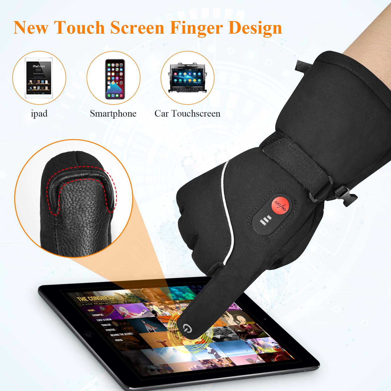 SAVIOR HEAT Heated Gloves, Unisex Rechargeable Battery Powered Electric Heating Glove for Winter Outdoor (Black S14, Medium)