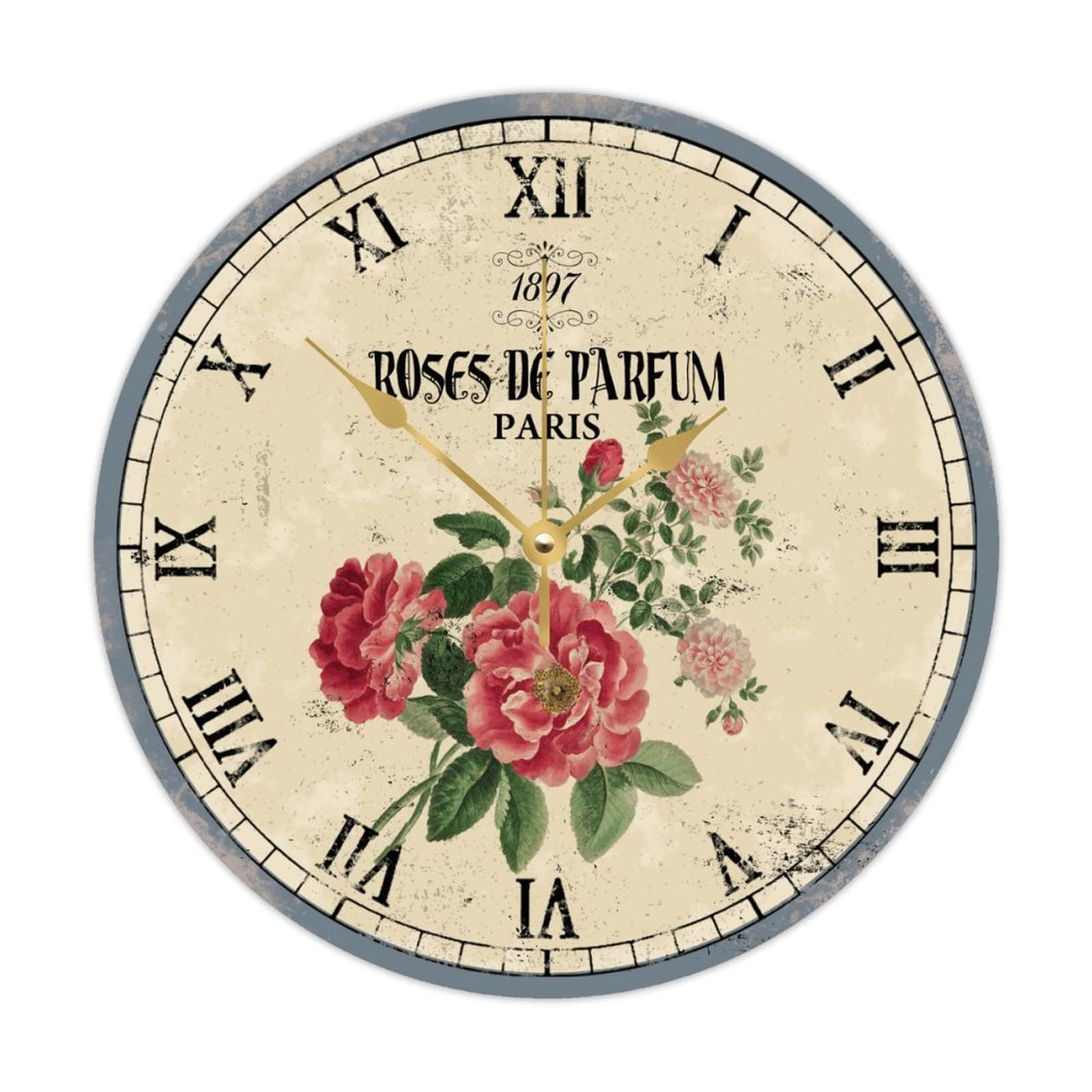 Horloge murale silencieuse en bois vintage sans tic-tac