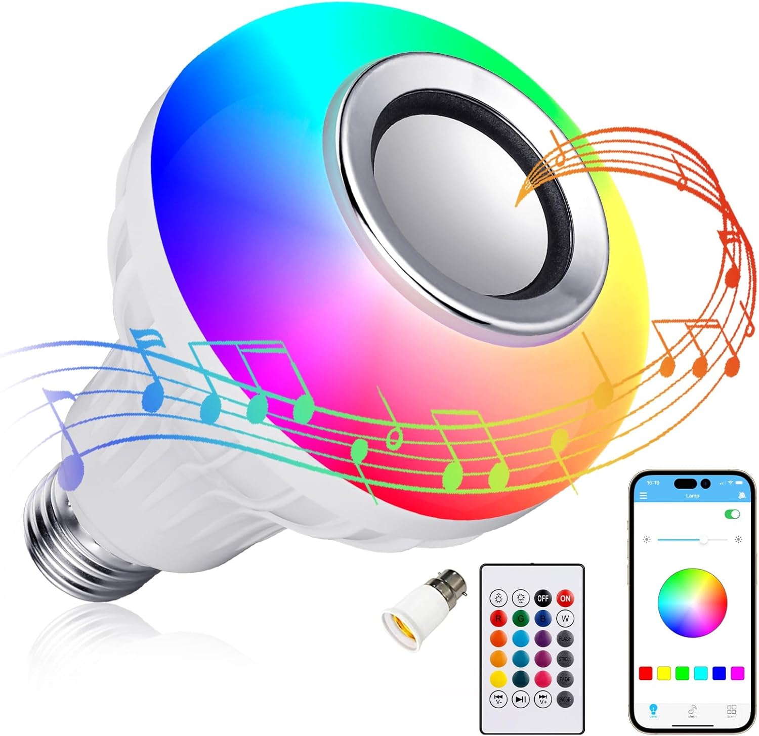 Lighting LED+ Color Changing Speaker LED Light Bulb with Remote Control