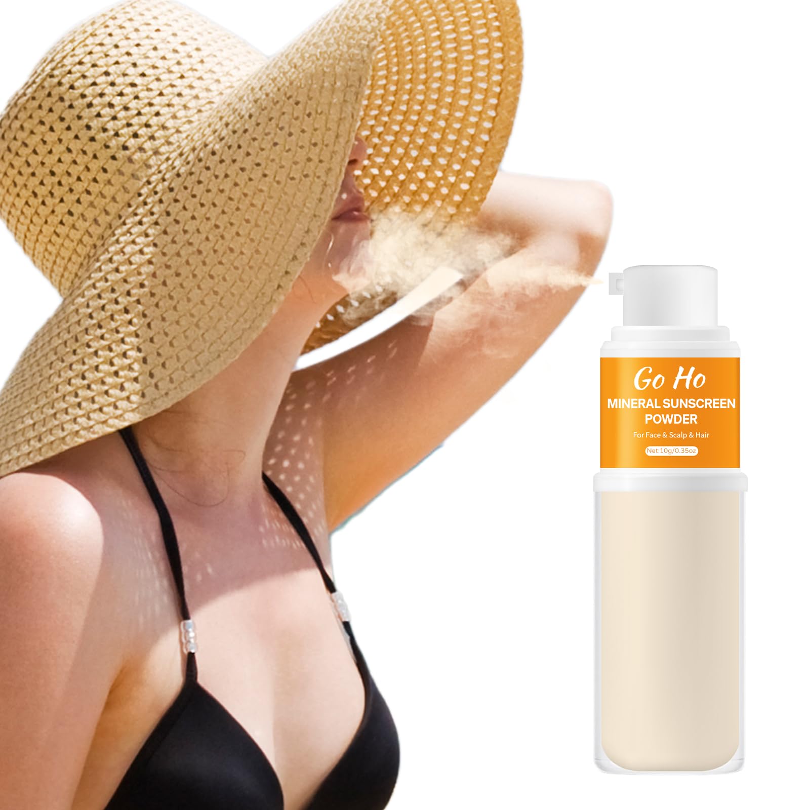 Go Ho Mineral Sunscreen Spray Setting Powder,SPF 50,Translucent,Natural Loose Matte Mineral Sunscreen Powder Spray Face Makeup,For All Skin Tones,Hair and Scalp Mineral Sunscreen Setting Powder Spray