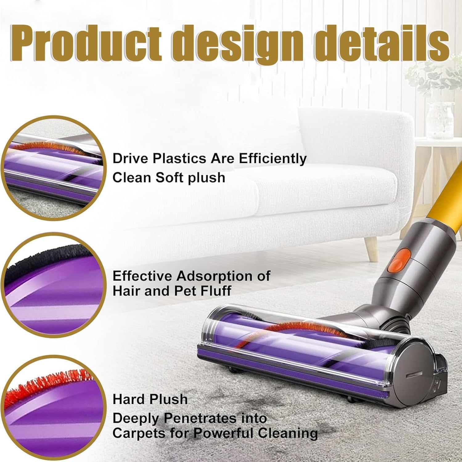 Szczotka elektryczna V12 Detect Slim V10 Digital Slim, część zamienna, napęd bezpośredni, szczotka do czyszczenia głowicy turbiny, dysza podłogowa do V12 Slim V10 Slim, akcesoria turbo