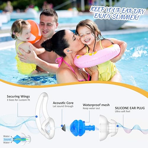 Miniatura 2 de Softvox Tapones para los oídos para nadar, tapones para los oídos para adultos, hombres, mujeres y adolescentes, bloquean el agua, ultra suave,