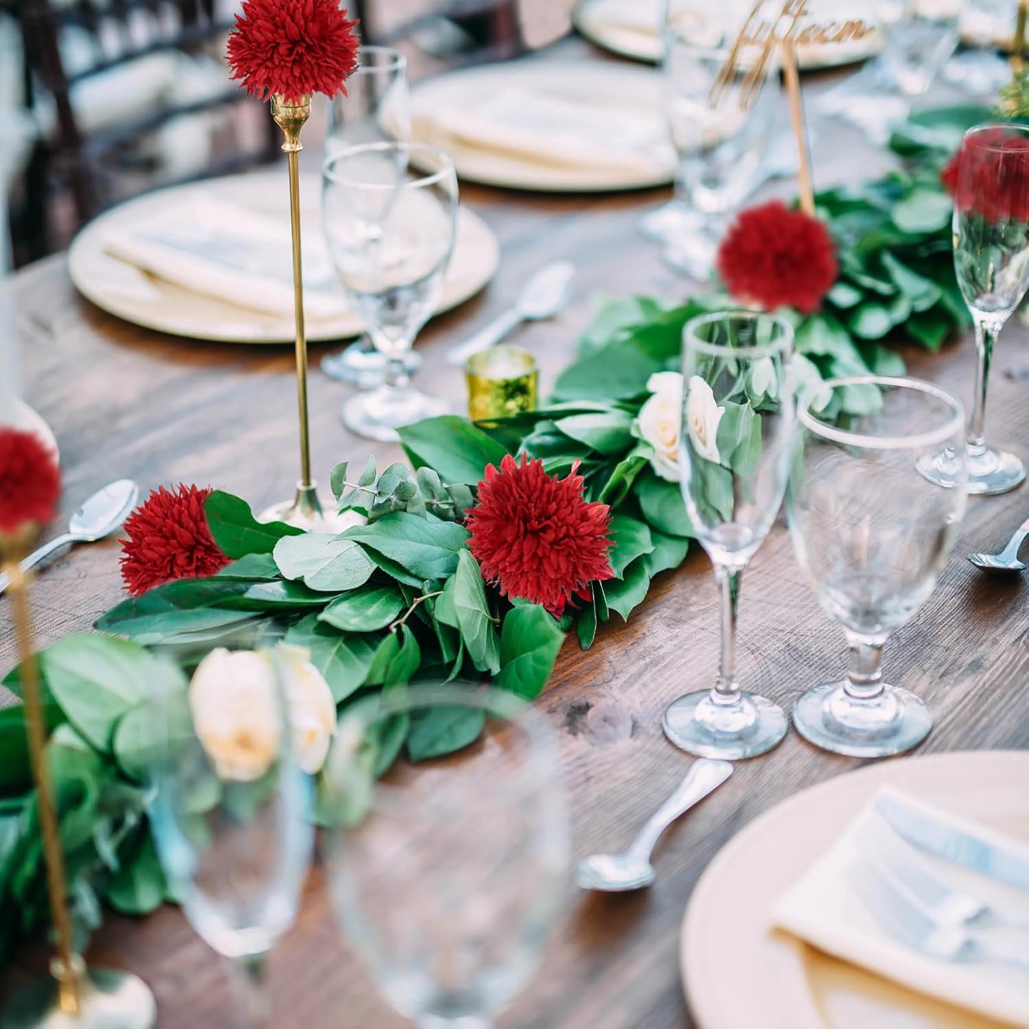 IPOPU 12PCS Chrysanthemum Flowers Artificial 17.3’’ Red Fake Mums Faux Silk Flowers with Stems for Wedding Bouquets Home Dining Table Party Garden Decor(Red) - Image 7