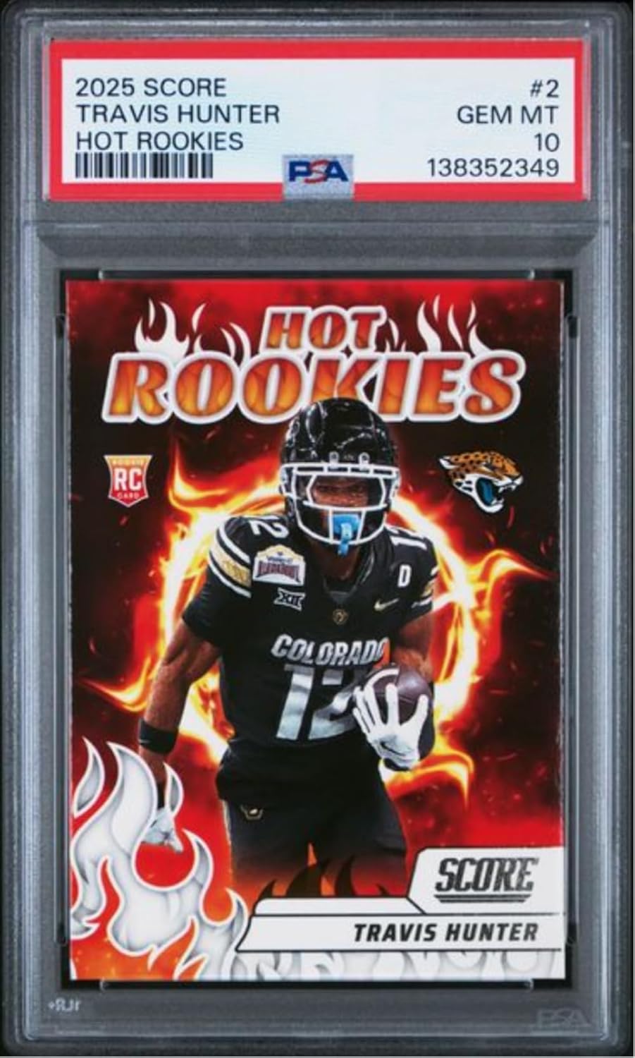 Graded 2025 Panini Score Travis Hunter #2 Hot Rookies Rookie RC Football Card PSA 10 Gem Mint