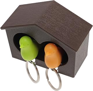 Ciieeo 3 Piezas 2 Llaveros De Plástico Abs Con Forma De Casa De Pájaros Color Amarillo Con Diseño De Gorrión Para Montar En La Pared Para Decoración Del Hogar