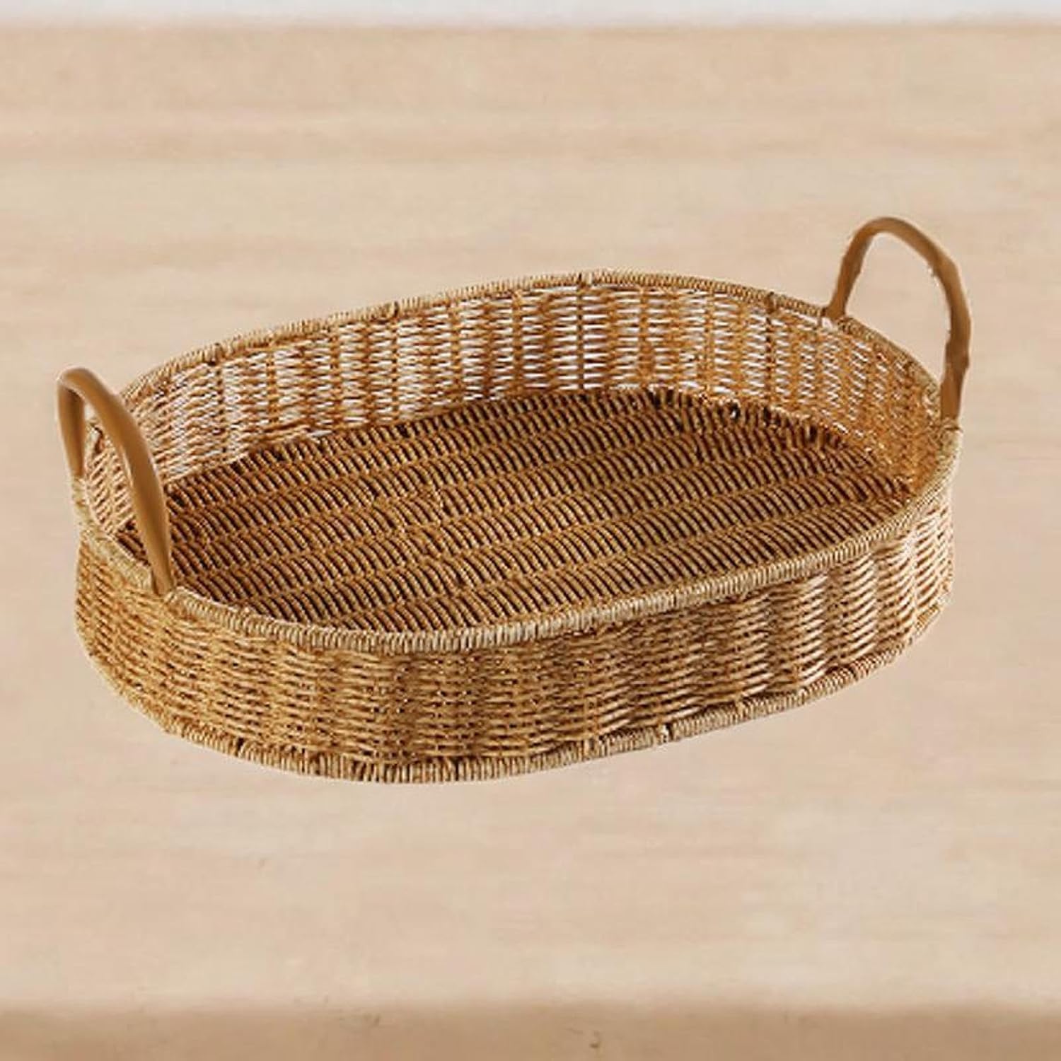 Rattan Fruit Basket Rattan Bread Basket Woven Serving Tray Rustic Storage Organizer for Bathroom Kitchen Table Decoration