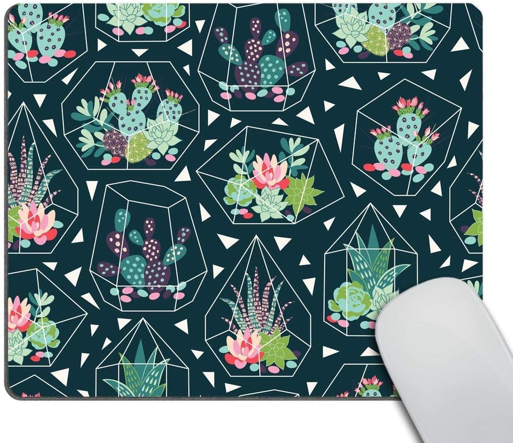 SmoofflyGaming Mouse Pad Custom,Succulents and Cactuses Personality Desings Rectangle Non-Slip Rubber Mousepad