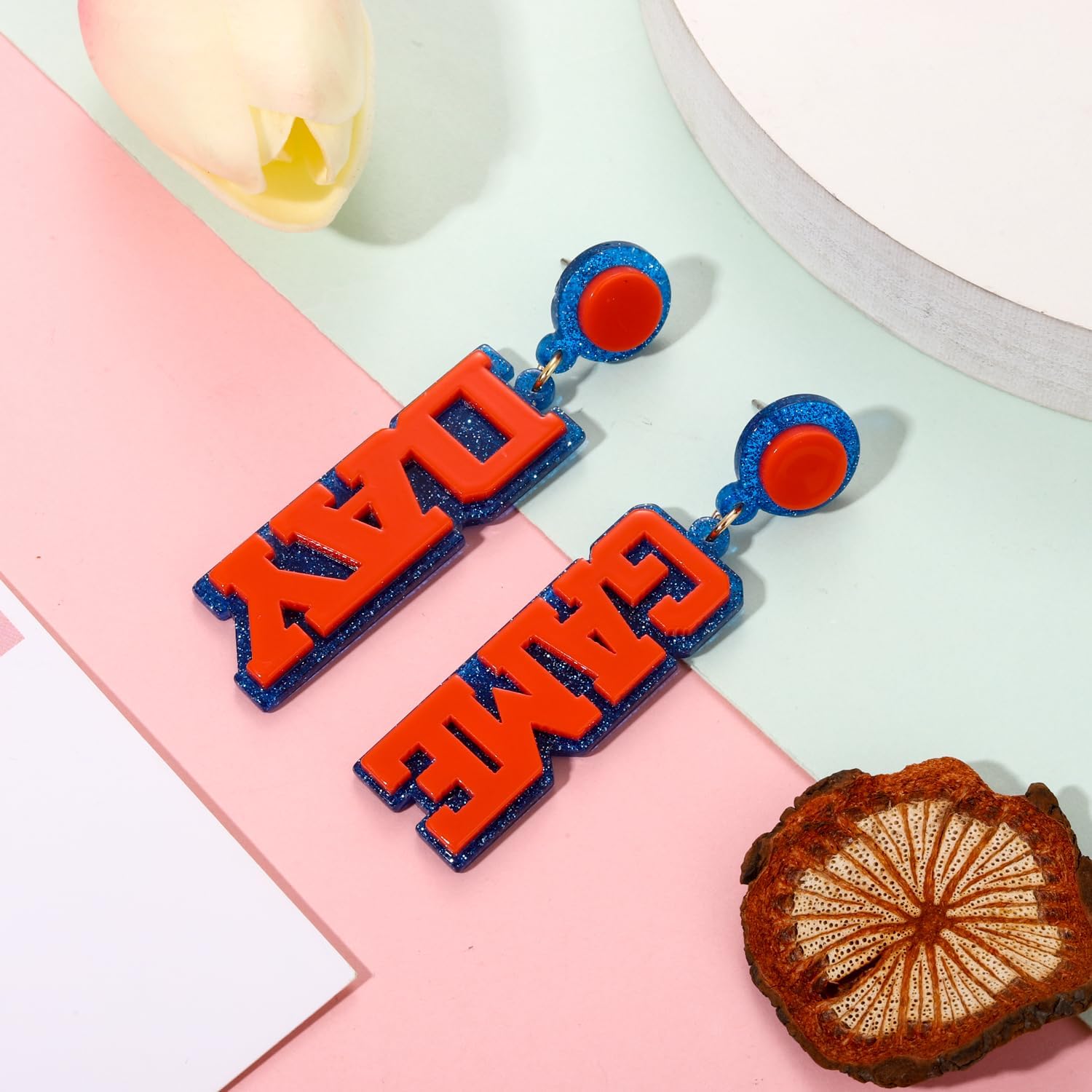 Game Day Earrings for Women, Acrylic Football Earrings Game Day Accessories Team Sports Fan Earrings Football Team Gifts - Image 2