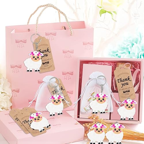 Miniatura 5 de Paquete de 40 llaveros de cordero, recuerdo de fiesta para amantes del cordero, regalo de regreso de invitados, fiesta temática de animales de