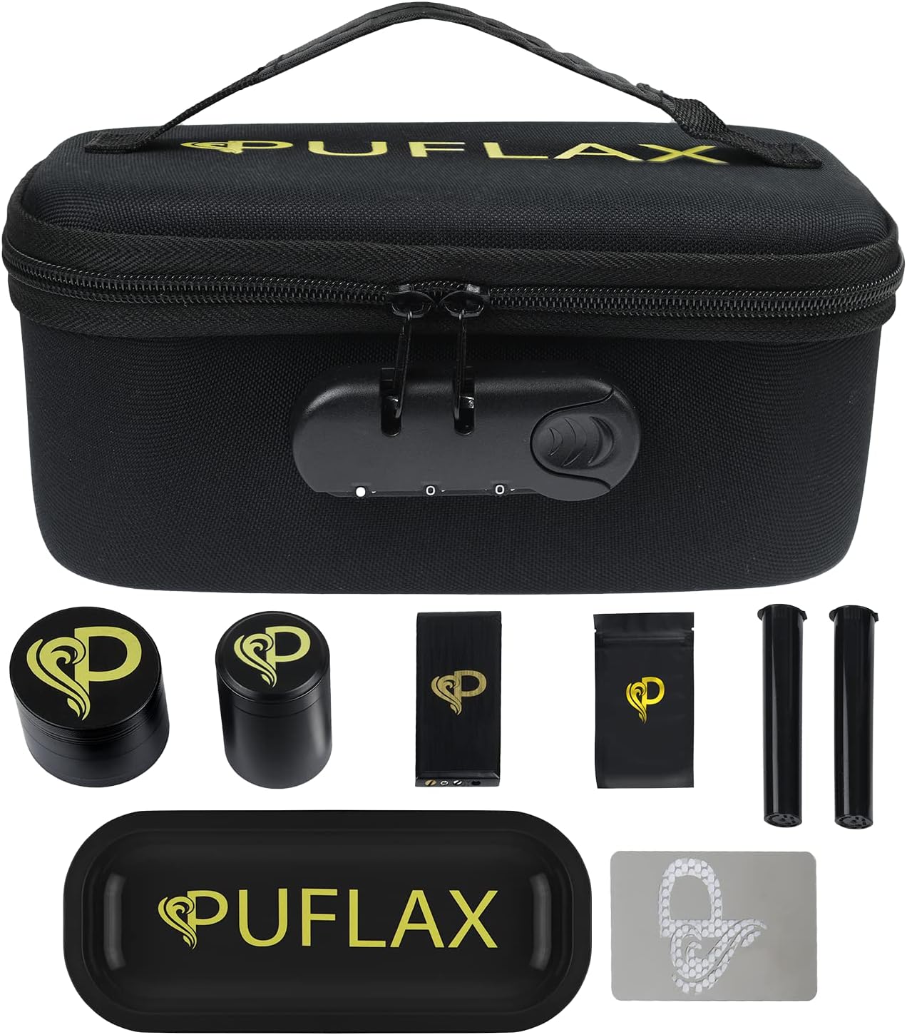 Smell Proof Bag - 2 Handle Storage Box - Odor Resistant Smell Proof Storage Pouch - 3 Digit Padded Combination Lock Storage Container Space 10 Piece Kit