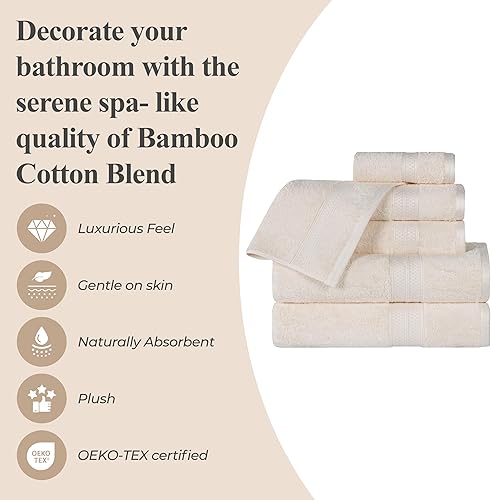 Miniatura 7 de SUPERIOR Juego de 8 toallas de rayón de mezcla de algodón de bambú, para baño, gimnasio, spa, esenciales, incluye 4 toallas facialespaños de 13 x 13