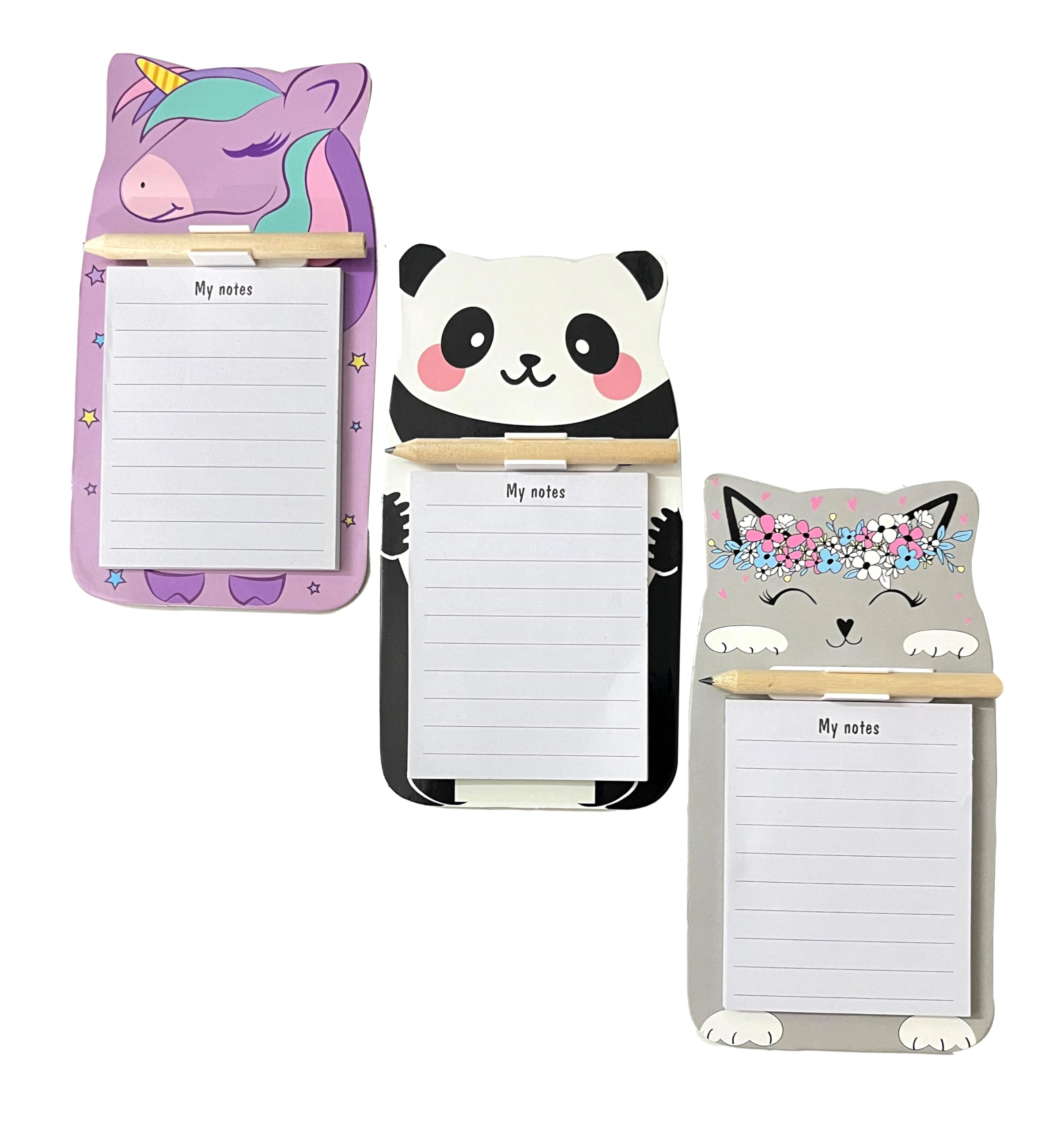 AccuPrints Pack of 3 Magnetic Fridge Memo Notepad with pencils inserted for Notes | Cute Animal Memo Pad for kitchen Fridge/Office Godrej/Metal Wardrobe
