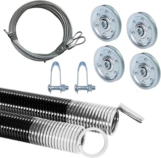 Heavy-Duty Double-Looped Garage Door Extension Springs Bundle 110 lb (White) Springs, 3" Pulleys, and Extension Cables for 7' Feet Garage Door | Garage Door Hardware Parts