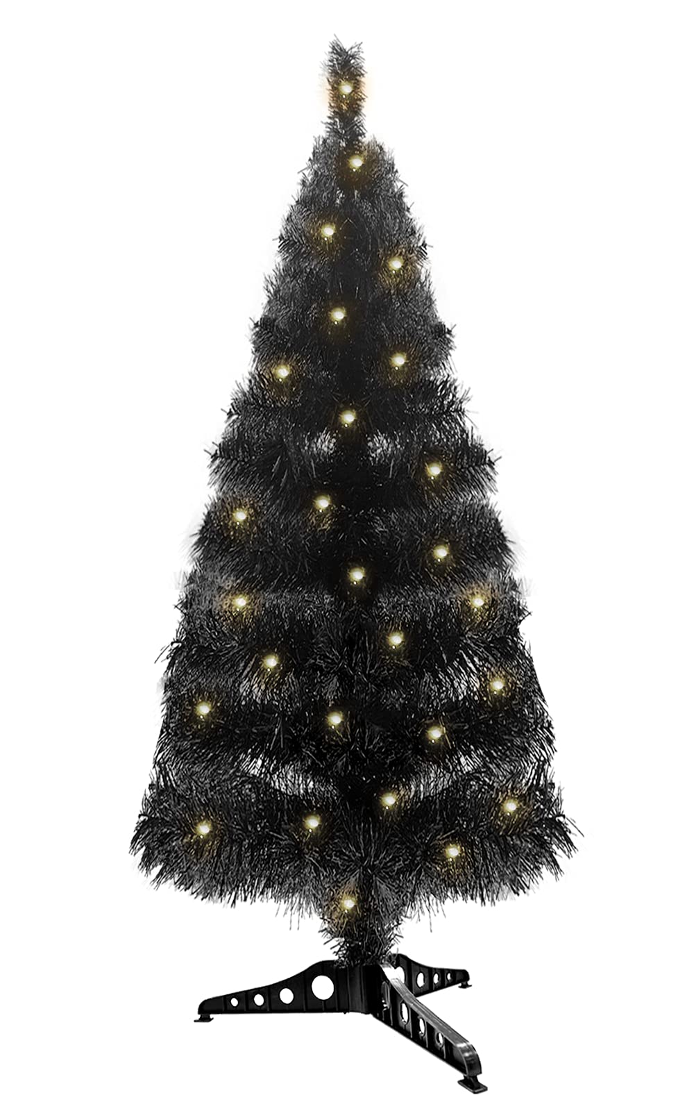 TURNMEON 3 Ft Artificial Christmas Tree Small Christmas Tree with Timer 60 LED Battery Powered Christmas Decorations Full Black Xmas Christmas Tree for Home Indoor Outdoor Holiday Party Decoration