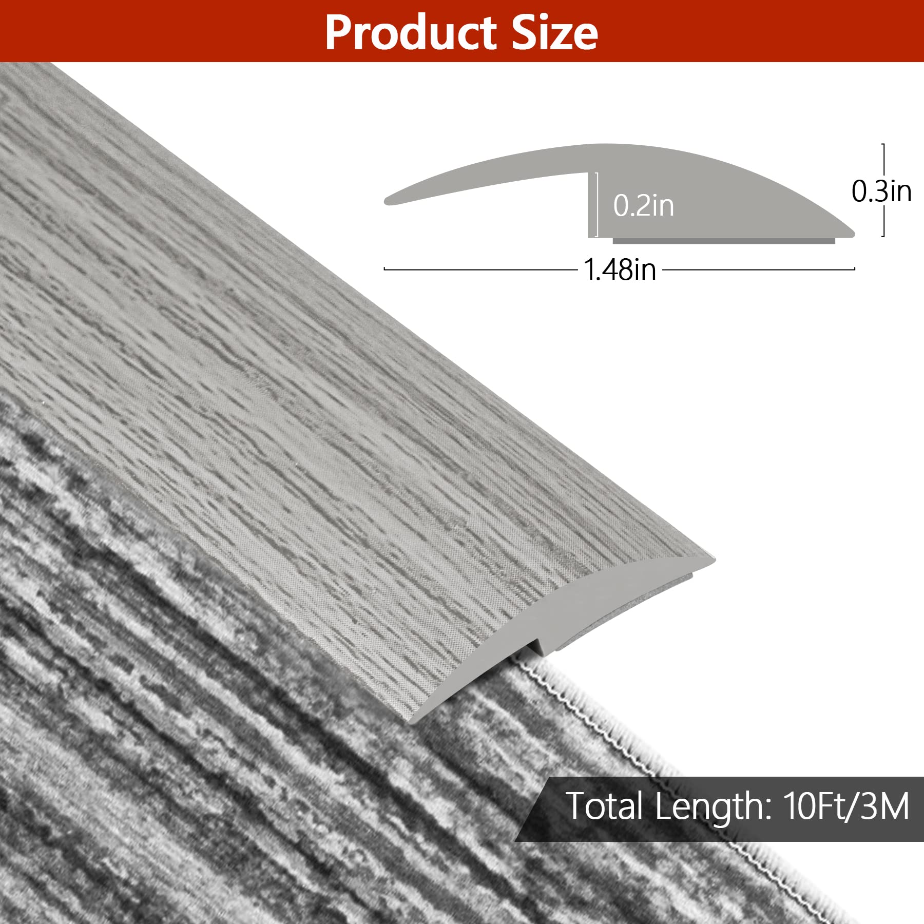 Snapklik.com : 10Ft Floor Transition Strip Self Adhesive Carpet To Tile ...