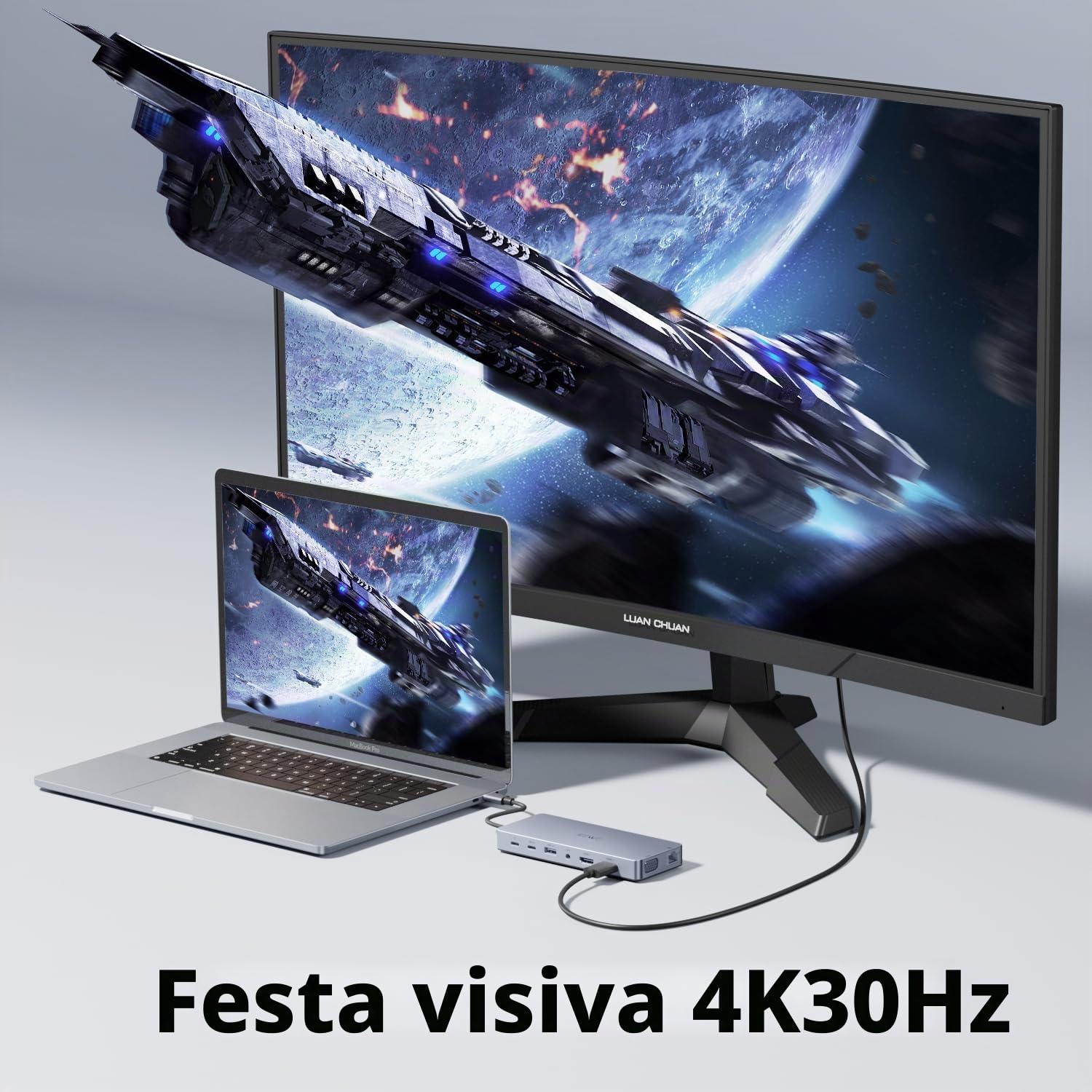 Docking Station USB C,JESWO 14-in-1 Hub USB C a Dual HDMI, VGA, Ethernet, Mulit USB 3.0&2.0, 100W PD, Type-C Data, SD/TF, AUX Jack per Windows 11, 10, Mac OS, e iPad OS