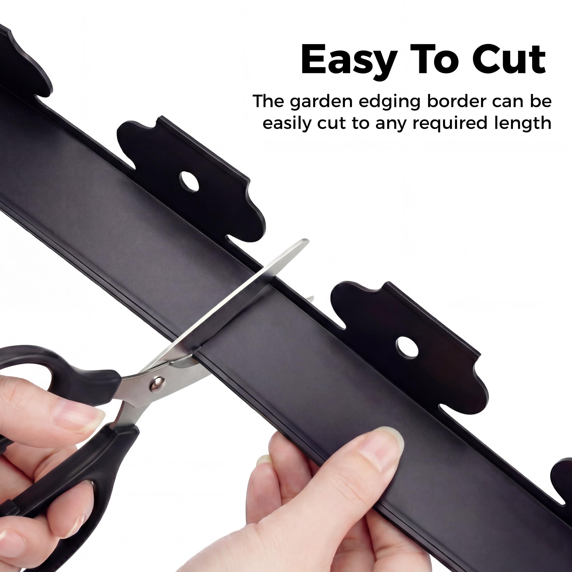 Garden Edging Border, 33FT/10M Black Flexible Plastic Lawn Edging with 30 Reinforced Pegs, 4.6CM High Lawn Edging Border - Easy Dig & Cut Installation for Flowerbeds, Lawns & Pathways — view 5
