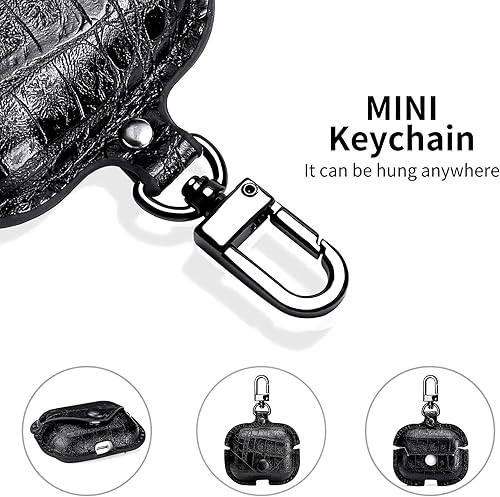 Miniatura 7 de MODOS LOGICOS Funda de carga de cuero para Apple AirPods Pro, seguro a presión compatible con AirPods Pro de 1 y 2 generación (color negro)