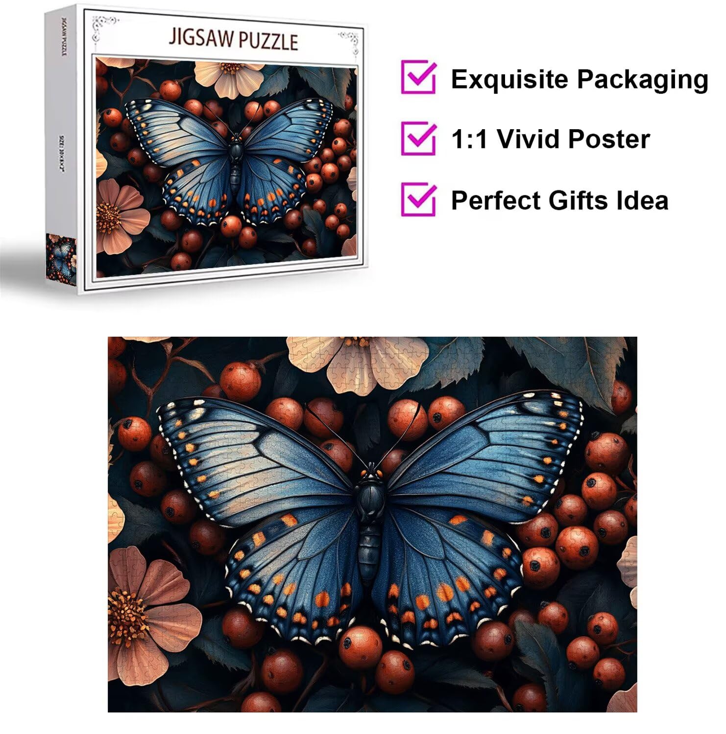 Puzzles 3000 Piezas, Puzzle Madera Mariposas Planta, n-251