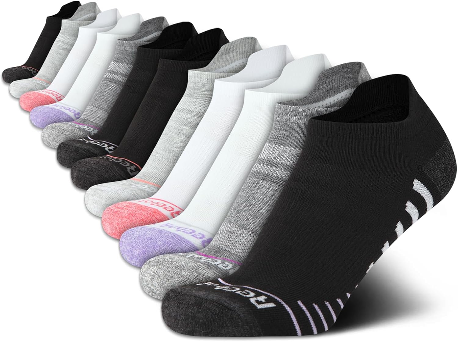 Reebok Womens No Show Socks - 12 Pack Low Cut Ankle Socks for Women - Womens Cushioned Athletic Sock (Sizes 4-10)