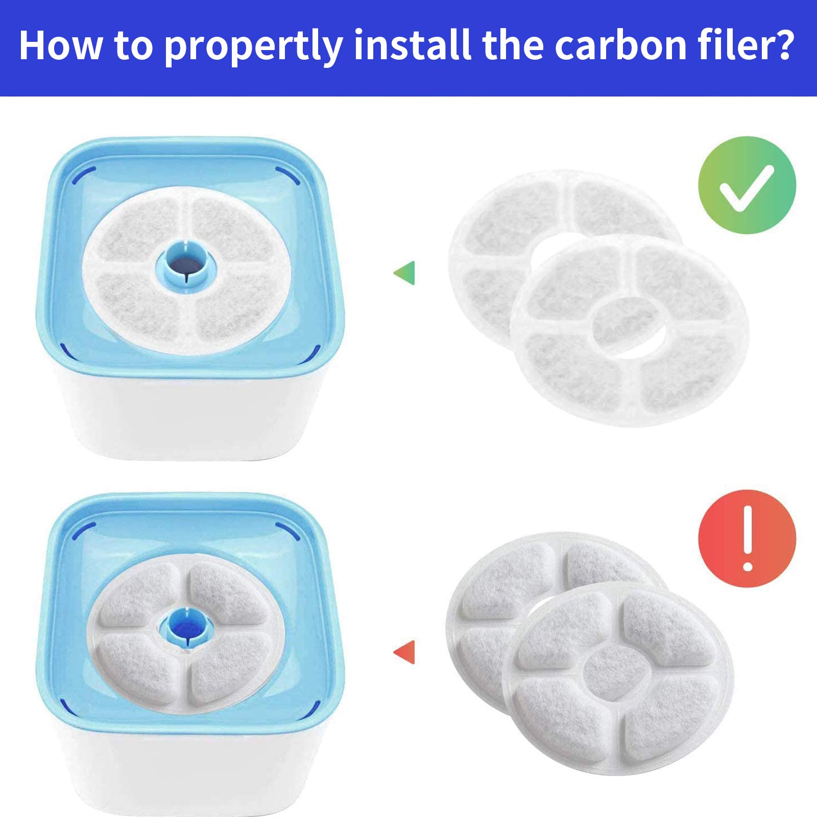 Filtros de repuesto para fuente de agua para mascotas, filtros de carbón activado para gatos y perros, dispensador automático de agua (paquete de 8)
